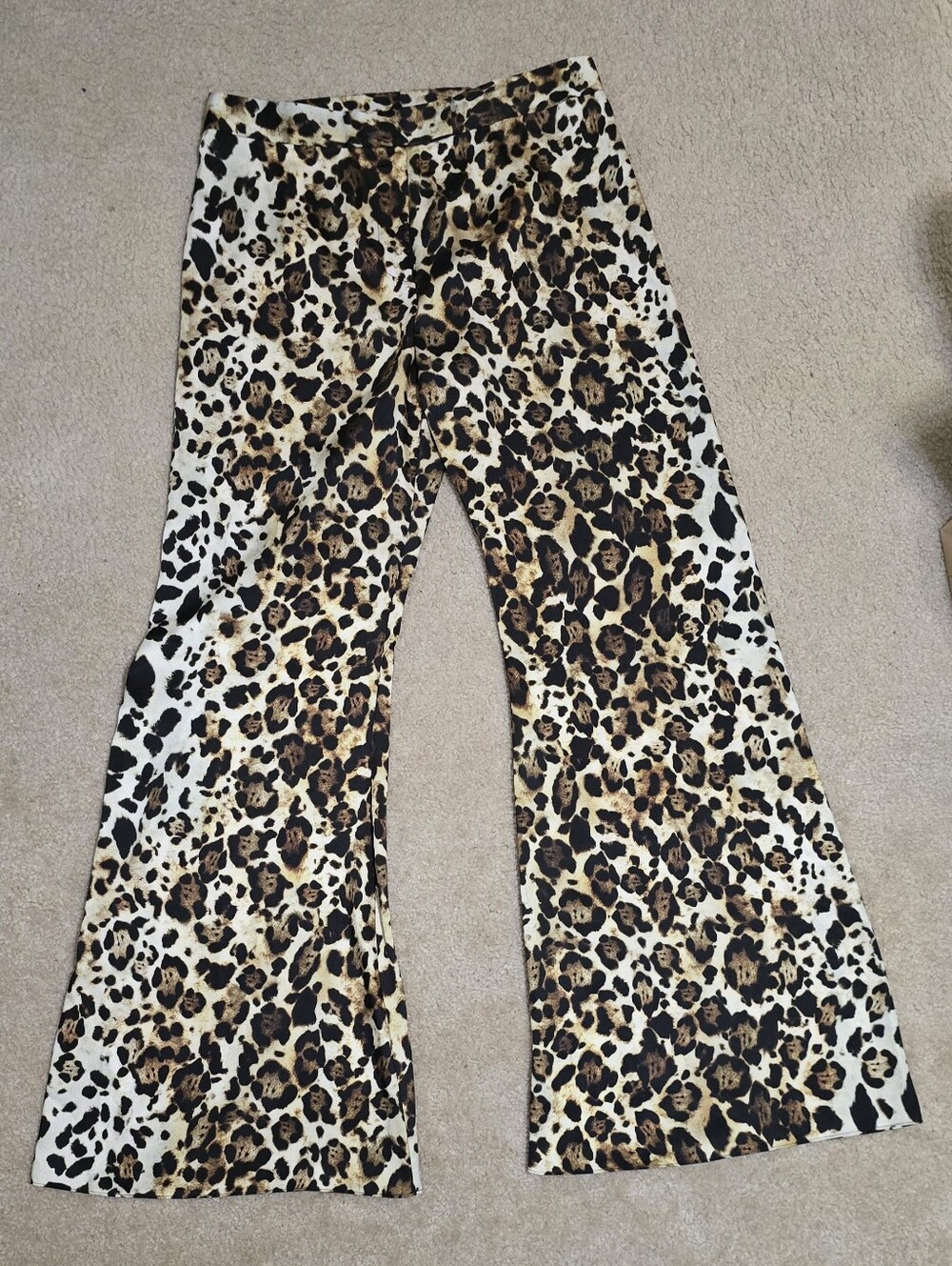 Leopard Print Flared Pants - Brown & Black